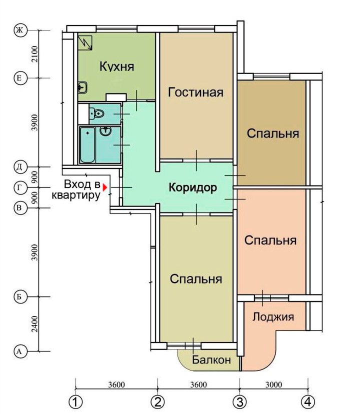 Типовой расчет стоимости натяжного потолка для четырехкомнатной квартиры проекта П-3м